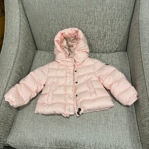 Kids Moncler puffer coat, pink size 18-24 months.